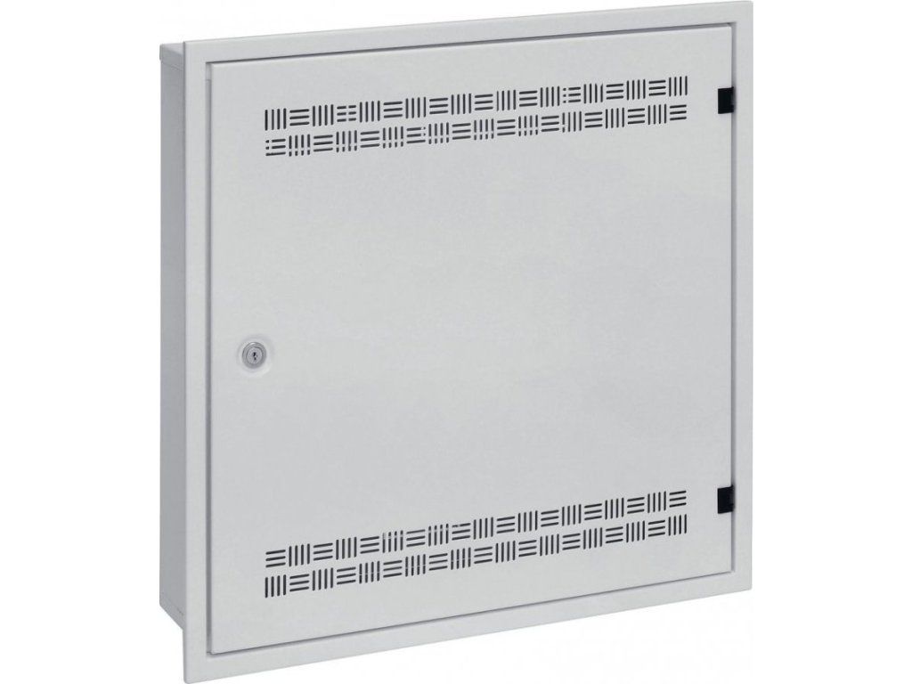 Solarix rozvaděč SOHO LC-18 do zdi s lištami 2U, 4U a 11U, 550x550x150mm, šedá RAL7035, s rámečkem k zazdění