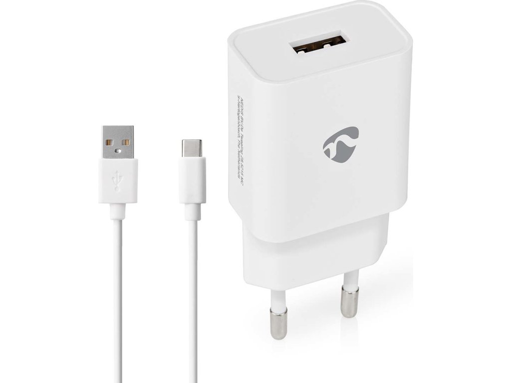 Síťová Nabíječka | 12 W | Funkce rychlého nabíjení | 1x 2.4 A A | Počet výstupů: 1 | USB-A | USB-C Type-™ (Volný) kabel | 1.00 m | Single Voltage Output | Bílá