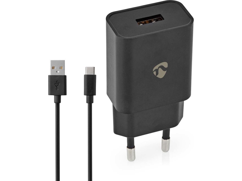 Síťová Nabíječka | 12 W | Funkce rychlého nabíjení | 1x 2.4 A A | Počet výstupů: 1 | USB-A | USB-C Type-™ (Volný) kabel | 1.00 m | Single Voltage Output | Černá