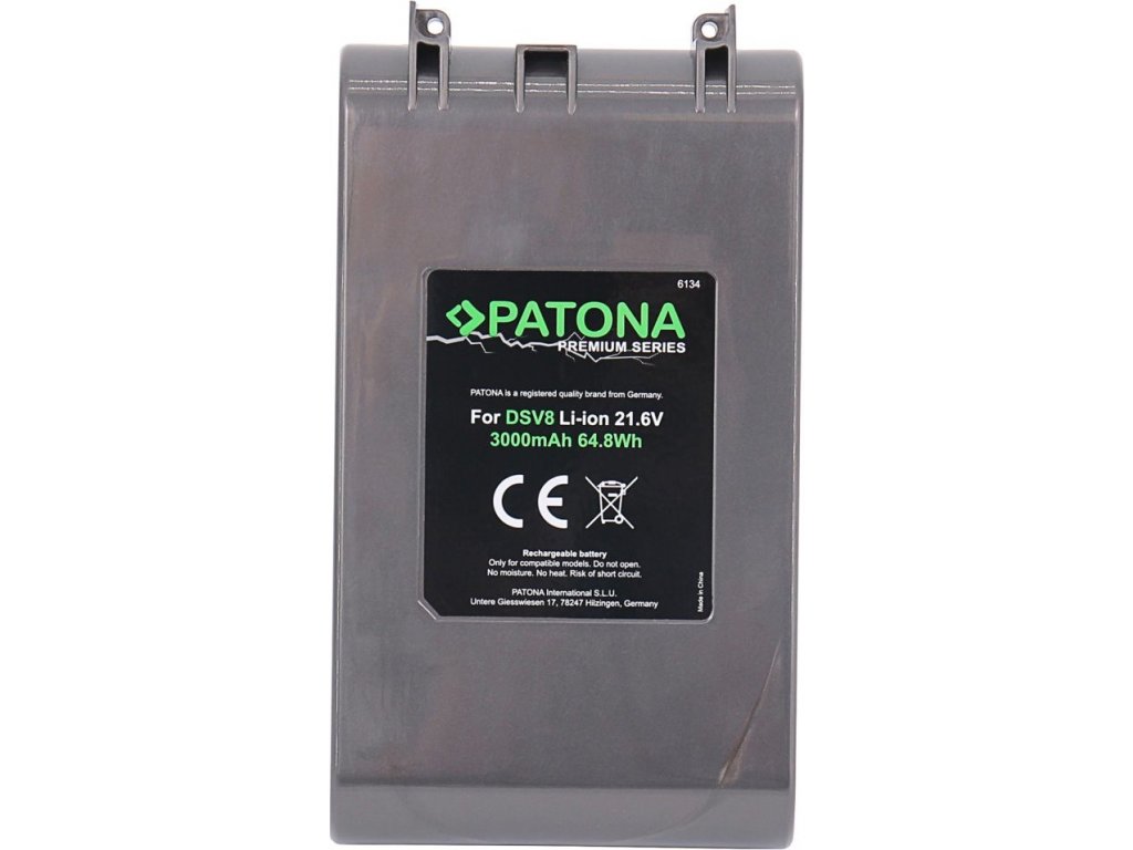 PATONA - Batterie DYSON V8 3000mAh, Li-lon 21,6V PREMIUM