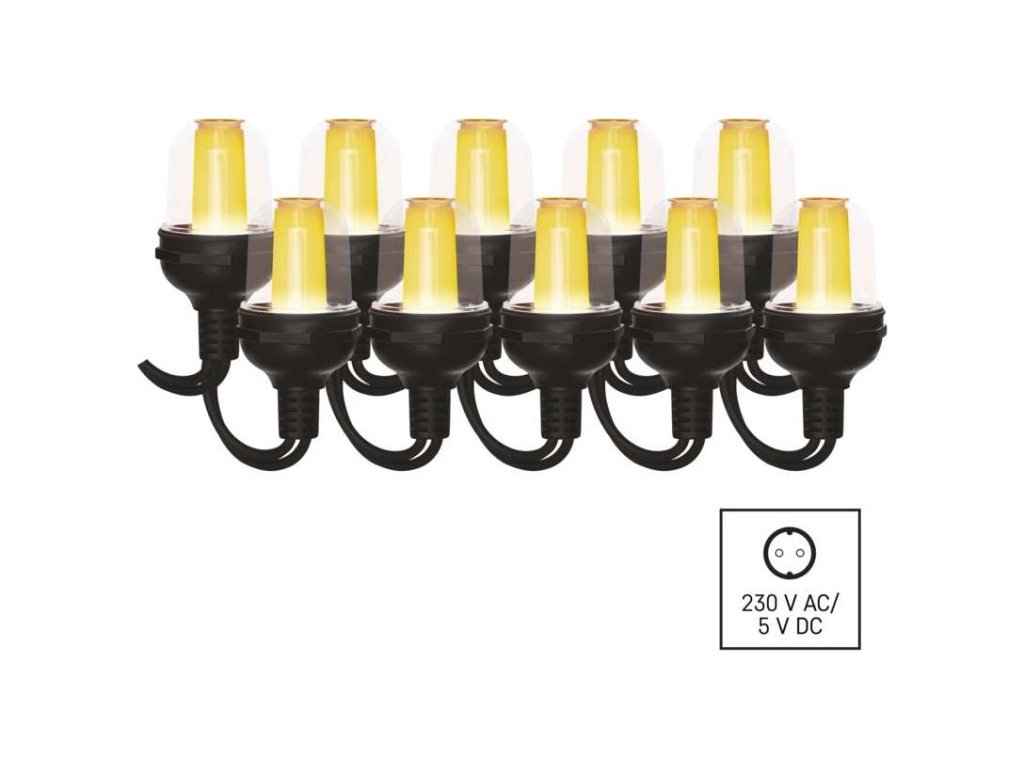 LED světelný řetěz – 10x párty žárovky, 4,5 m, venkovní i vnitřní, vintage