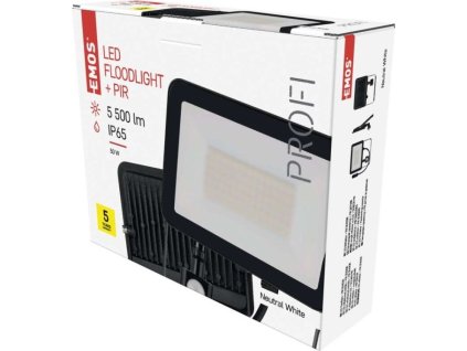 LED reflektor INOVO s pohybovým čidlem, 50W, antracit,  neutrální bílá