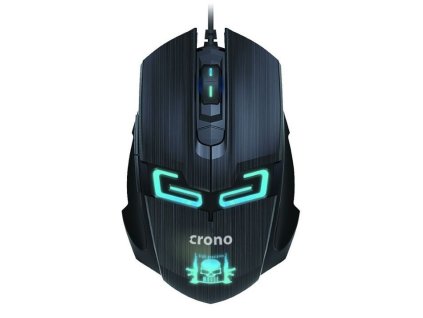 CRONO myš CM647/ gaming/ optická/ drátová/ 1600 dpi/ modré LED podsvícení/ 6 tlačítek/ USB/ černá