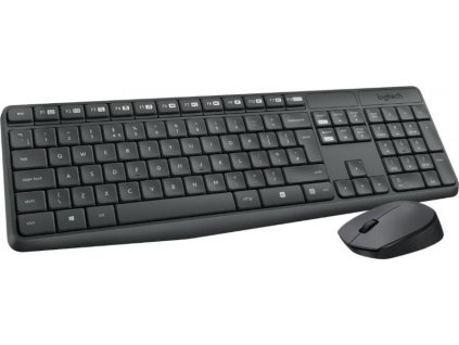 Logitech set MK235/ Bezdrátová klávesnice + myš/ 2.4GHz/ USB přijímač/ CZ/ šedý