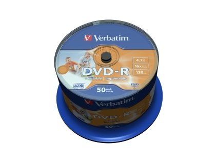 VERBATIM DVD-R(50-Pack)Cake/Print/16x/4.7GB/NoID