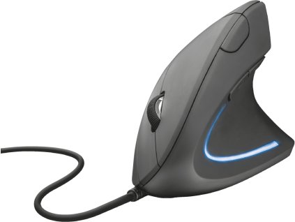 TRUST Verto/Vertikální/Optická/Pro praváky/1 600 DPI/Drátová USB/Černá