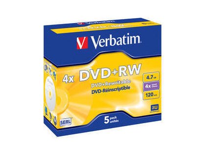 VERBATIM DVD+RW (4x, 4,7GB),5ks/pack