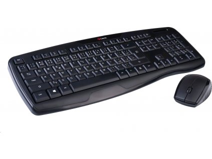 Klávesnice C-TECH WLKMC-02, bezdrátový combo set s myší, ERGO, černý, USB, CZ/SK