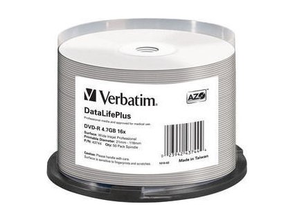 VERBATIM DVD-R (16xProfes. Print, 4,7GB), 50 cake