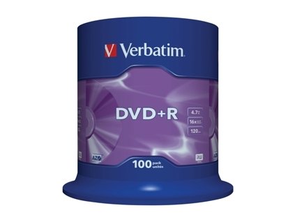 VERBATIM DVD+R(100-Pack)Spindl/MattSlvr/16x/4.7GB