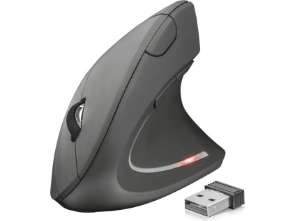 TRUST Verto/Vertikální/Optická/Pro praváky/1 600 DPI/Bezdrátová USB/Černá