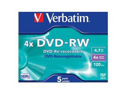 VERBATIM DVD-RW (4x, 4,7GB), 5ks/pack