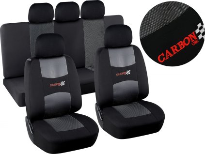 Potahy sedadel sada 9ks CARBON DARK černé AIRBAG