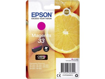 Epson inkoustová náplň/ T3343/ Singlepack 33 Claria Premium Ink/ Magenta