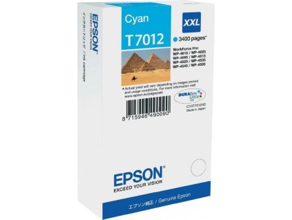 Epson inkoustová náplň/ C13T70124010/ WP-4000/ 4500/ 3 400 stran/ XXL azurová
