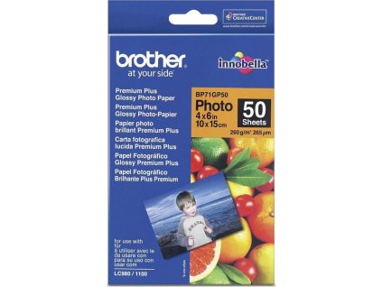 BROTHER fotopapír BP71GP50/ 10x15cm/ Premium Glossy/ 260g/ 50 listů