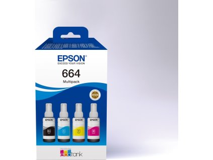 Epson inkoustová náplň 664/ T66464A/ EcoTank/ L120/ L310/ L305x/ L3060/ L3070/ L1300/ 4-colour Multipack