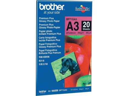 BROTHER fotopapír BP71GA3/ A3/ Premium Glossy/ 260g/ 20 listů
