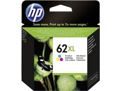 HP (62XL) Tříbarevná originální inkoustová kazeta, C2P07AE originál