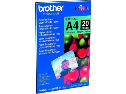 BROTHER fotopapír BP71GA4/ A4/ Premium Glossy/ 260g/ 20 listů