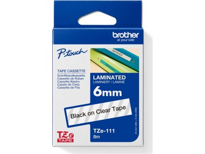 BROTHER laminovaná páska TZE-111/ průsvitná-černá/ 6mm