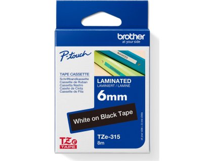 BROTHER laminovaná páska TZE-315/ černá-bílá/ 6mm
