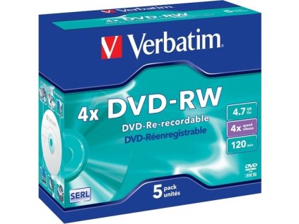 VERBATIM DVD-RW 4,7GB/ 4x/ DLP/ Jewel/ 5pack