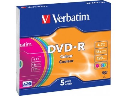 VERBATIM DVD-R 4,7GB/ 16x/ slim colour/ 5pack