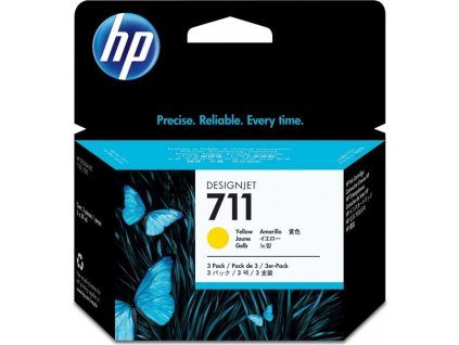 HP inkoustová kazeta 711 žlutá CZ136A originál 3-pack