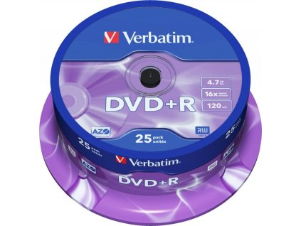 VERBATIM DVD+R(25-Pack)Spindl/MattSlvr/16x/4.7GB