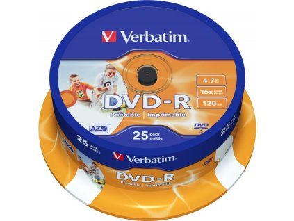 VERBATIM DVD-R 4,7GB/ 16x/ printable/ 25pack/ spindle