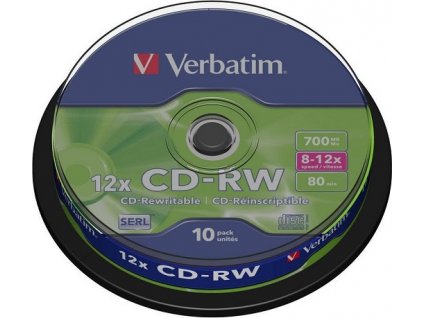 VERBATIM CD-RW80 700MB/ 8-12x/ 80 min/ 10pack/ spindle