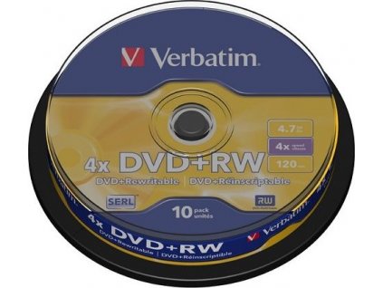 VERBATIM DVD+RW 4,7GB/ 4x/ 10pack/ spindle