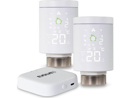 EVOLVEO Heat M30 Starter Pack, 2× chytrá termostatická hlavice na radiátor & centrální jednotka