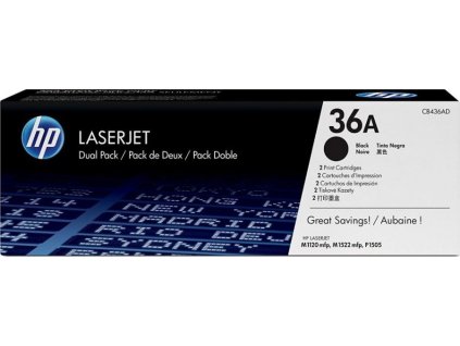 HP černý toner pro LJ P1505, aQ 2000 str. CB436AD 2pack originál