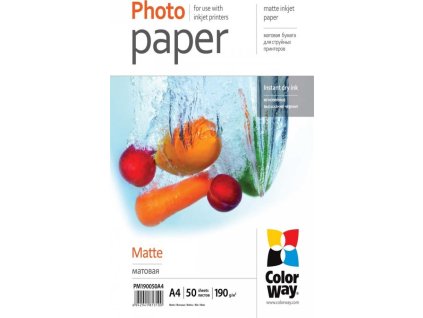 COLORWAY fotopapír/ matte 190g/m2, A4/ 50 kusů