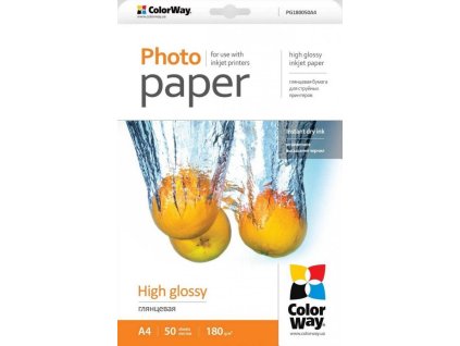 COLORWAY fotopapír/ high glossy 180g/m2, A4/ 50 kusů