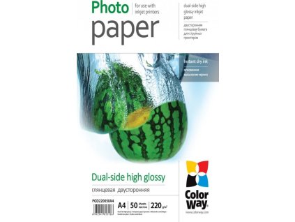 COLORWAY fotopapír/ oboustranný/ high glossy 220g/m2, A4/ 50 kusů