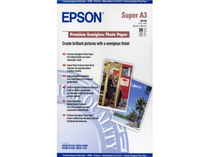 EPSON fotopapír C13S041328/ A3+/ Premium Semigloss Photo / 20 listů