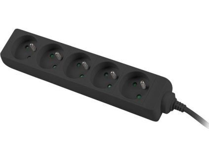 Prodlužovací přívod 230V 5m 5 zásuvek, černý