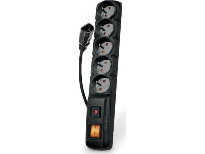 Acar F5 IEC 5m kabel, 5 zásuvek, přepěťová ochrana, C14 do UPS, černý