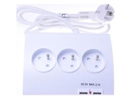 PremiumCord Prodlužovací přívod 230V 1,5m 5zásuvek+vypínač+2x USB