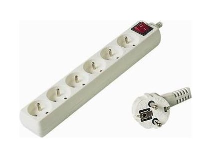 Prodlužovací přívod 230V, 10m, 6 zásuvek + vypínač