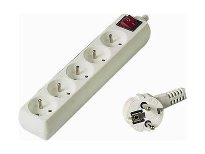 Prodlužovací přívod 230V, 10m,5 zásuvek + vypínač