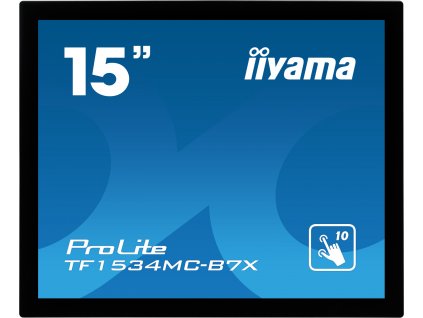 15" iiyama TF1534MC-B7X: TN, XGA, capacitive, 10P, 370cd/m2, VGA, DP, HDMI, IP65, černý