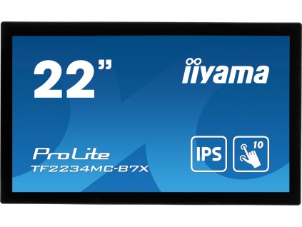 22" iiyama TF2234MC-B7X: IPS, FullHD, capacitive, 10P, 350cd/m2, VGA, DP, HDMI, IP65, černý