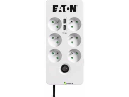 EATON přepěťová ochrana Protection Box 6 USB FR, 6 zásuvek + 2x USB