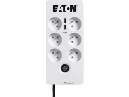 EATON přepěťová ochrana Protection Box 6 Tel@ USB FR, 6 zásuvek + 2x USB + telefon