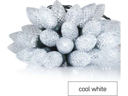 LED vánoční řetěz – šišky, 9,8 m, venkovní i vnitřní, studená bílá, programy