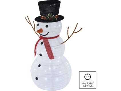 LED skládací sněhulák, 90 cm, venkovní i vnitřní, studená bílá